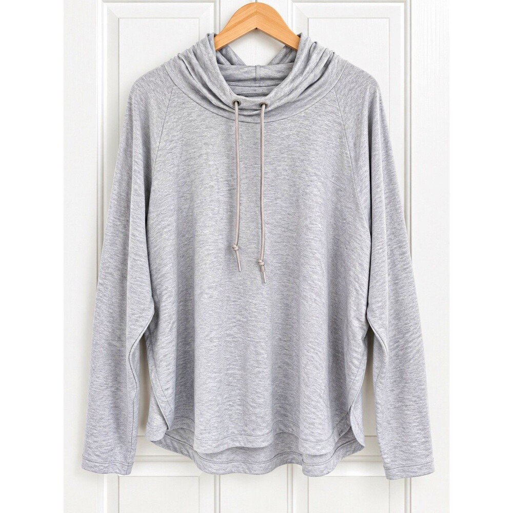 Athleta Women’s 1X Plus Gray Pullover Hoodie Knit Drawstring Thumb holes